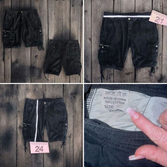 Men’s Black Cargo Shorts l Button/Zip  l Front/Back Pockets EUC - Picture 8 of 11